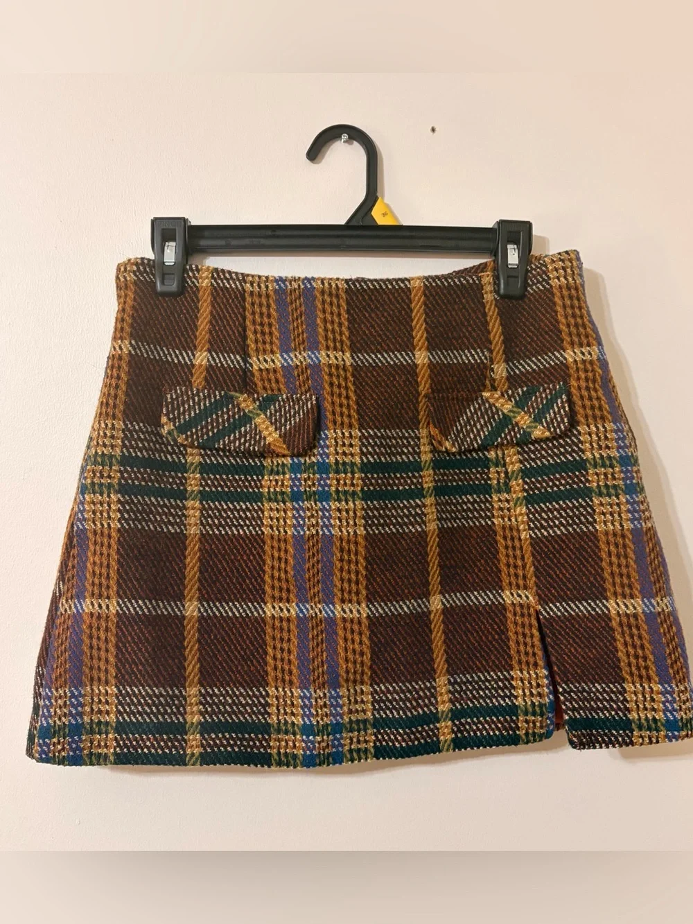 Cider Plaid Mini Skirt in Brown, Gold and Green